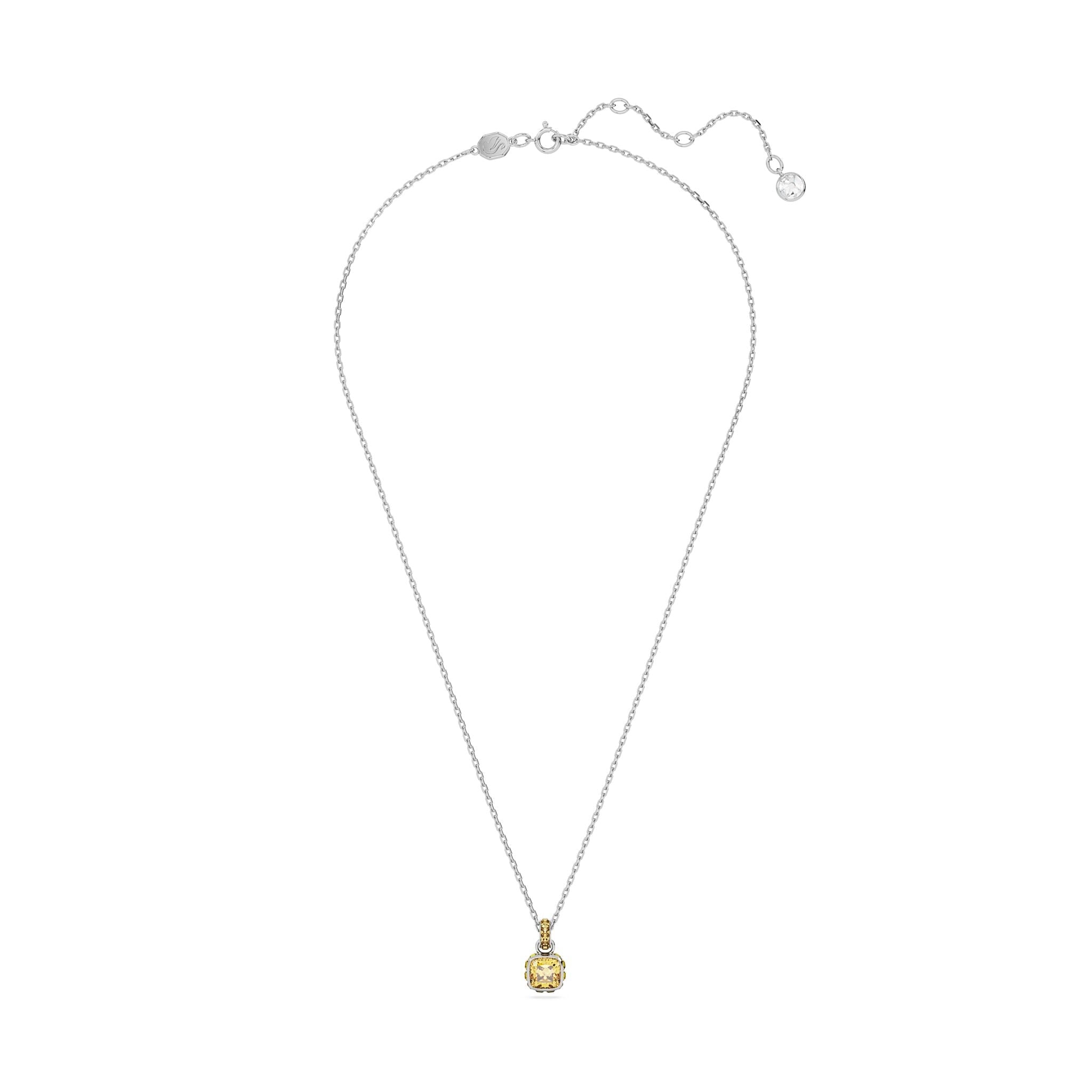 Swarovski Birthstone Pendant, Square Cut, November, Yellow , Rhodium plated -Swarovski