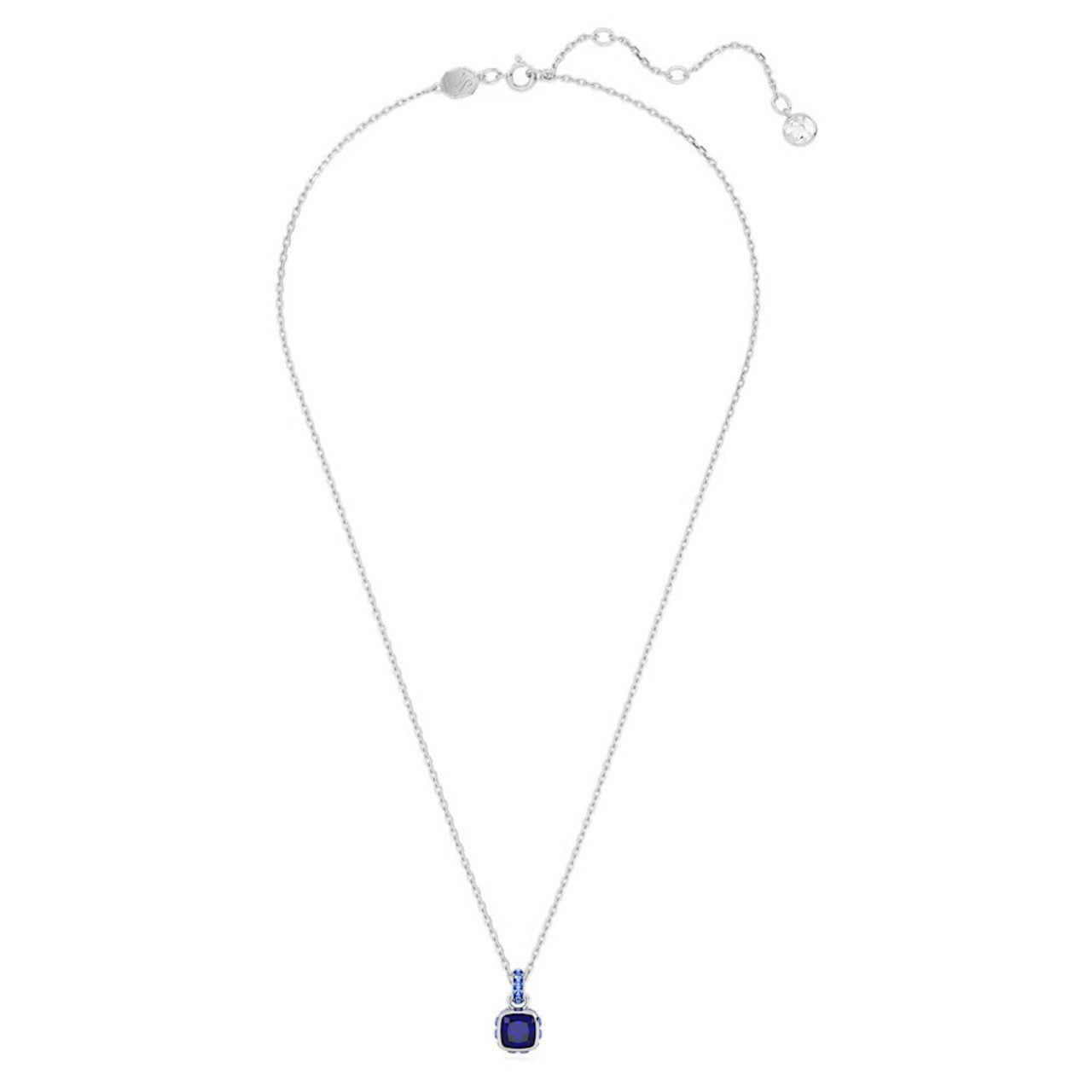 Swarovski Birthstone Pendant, Square Cut, September, Blue, Rhodium plated -Swarovski