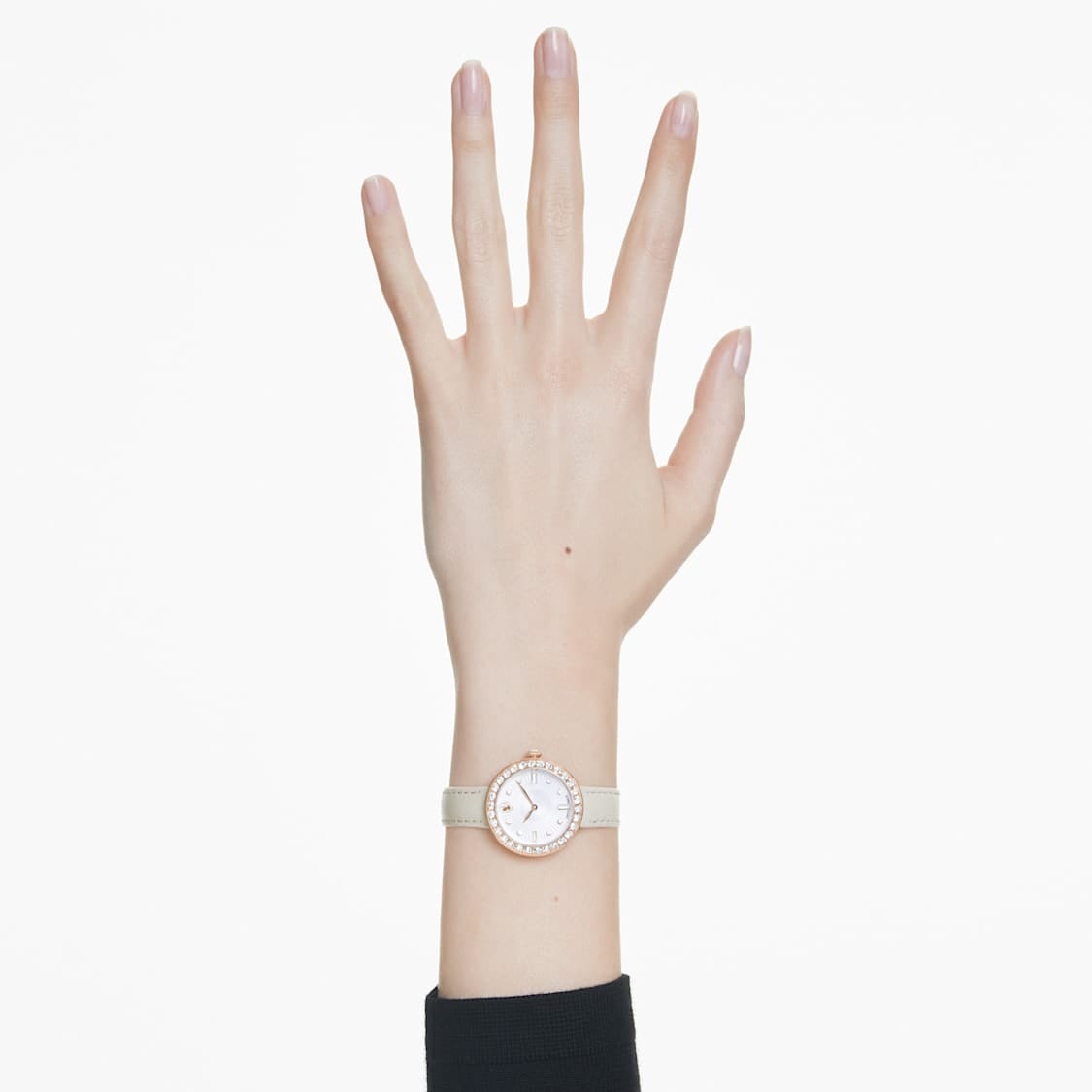 Swarovski Certa Watch Swiss Made, Leather strap, Beige, Rose Gold-Tone Finish -Swarovski