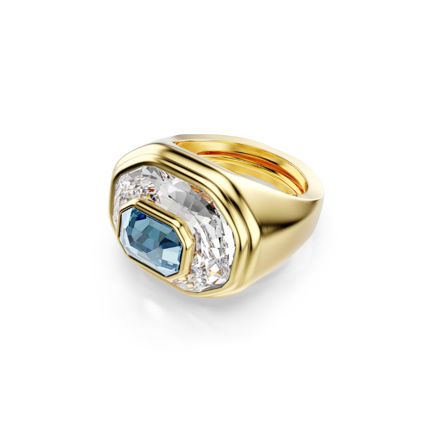 Swarovski Chroma Cocktail Ring, Octagon Cut, Blue, Gold-tone Plated -Swarovski