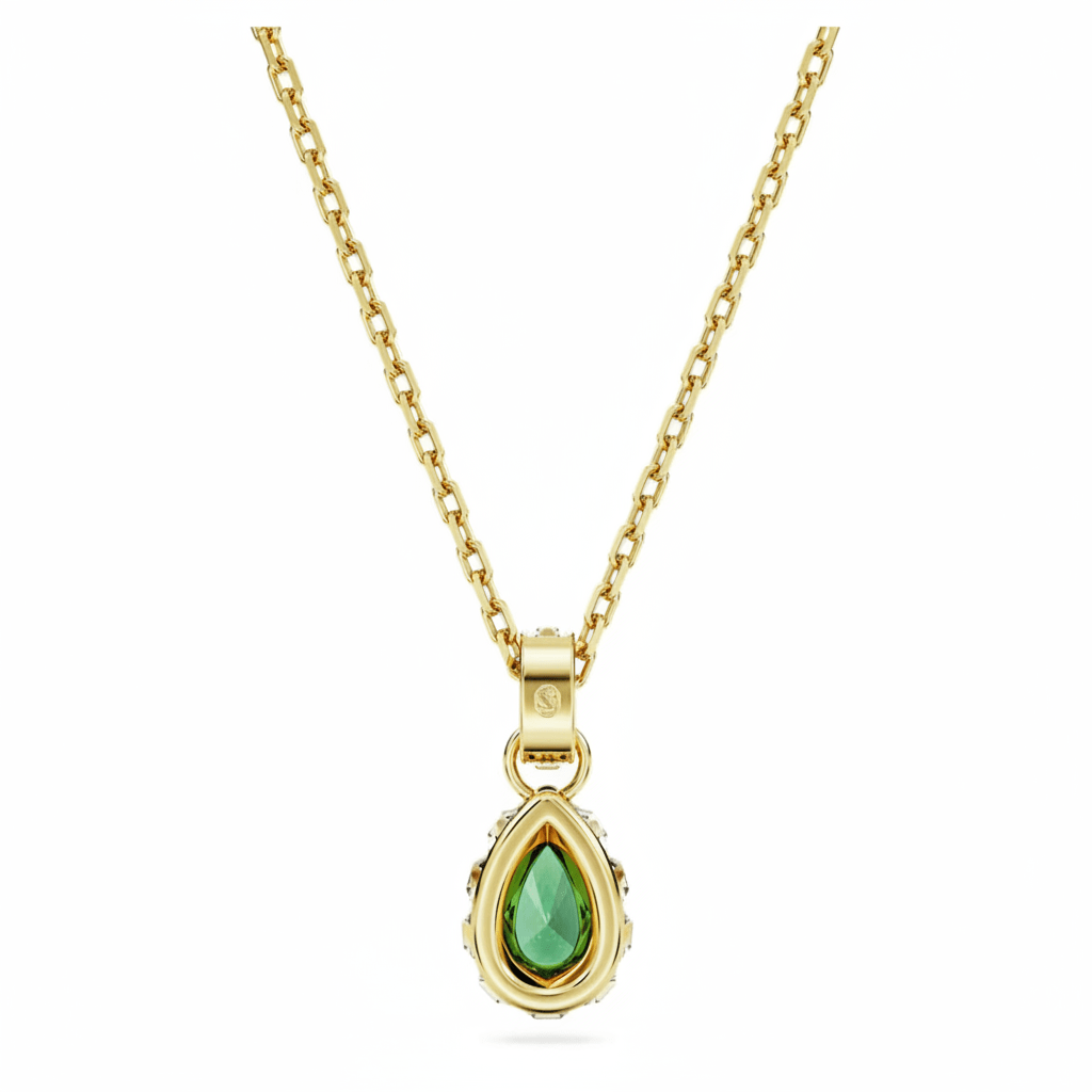Swarovski Chroma pendant Pear cut, Green, Gold-tone plated -Swarovski