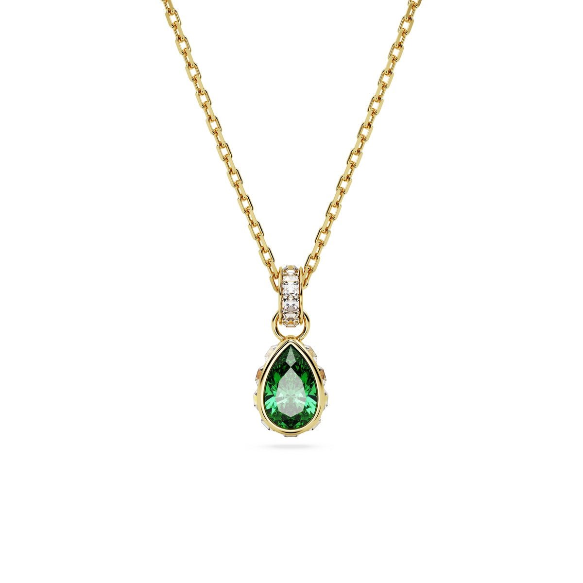 Swarovski Chroma pendant Pear cut, Green, Gold-tone plated -Swarovski