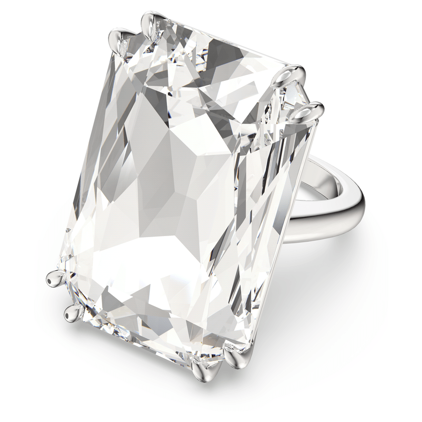 Swarovski Cocktail Ring Oversized Crystal, White , Rhodium Plated -Swarovski