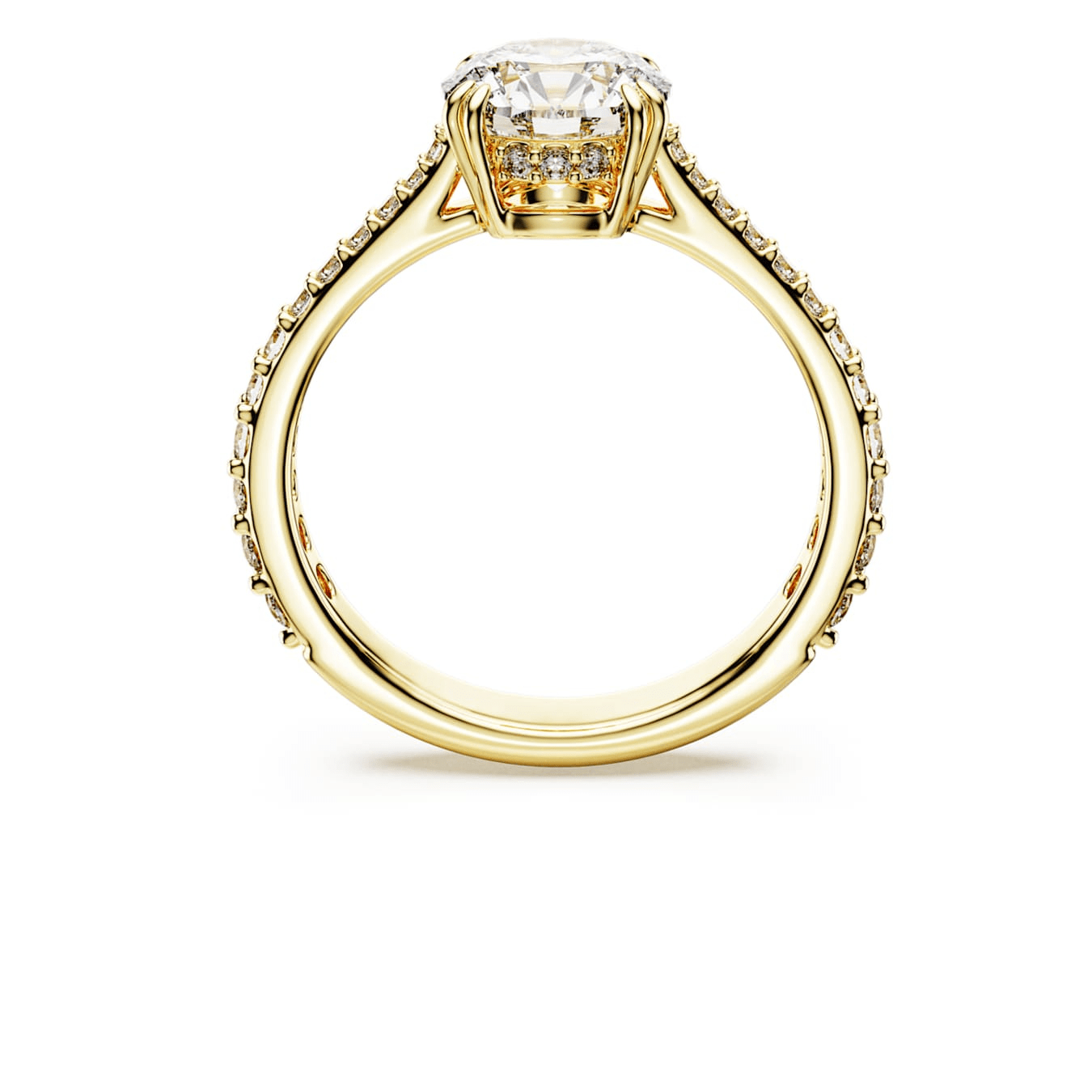 Swarovski Constella Cocktail Ring M Round Cut Pavé White Gold Tone Plated -Swarovski
