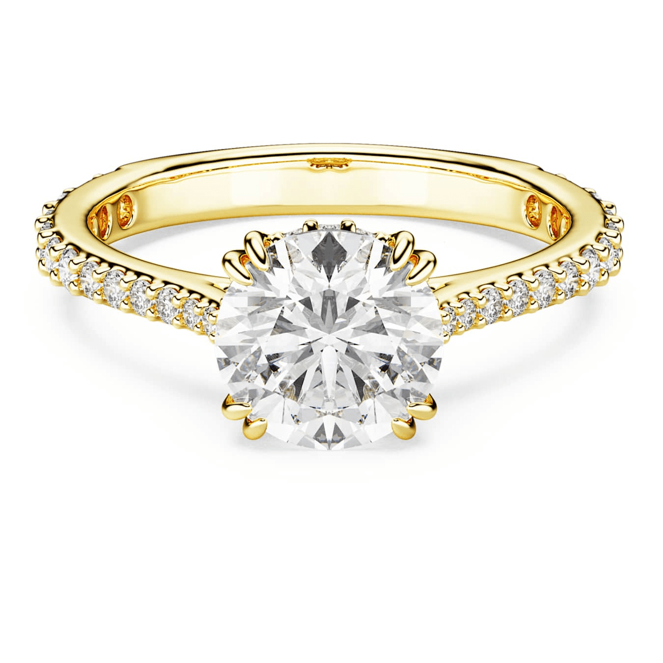 Swarovski Constella Cocktail Ring M Round Cut Pavé White Gold Tone Plated -Swarovski