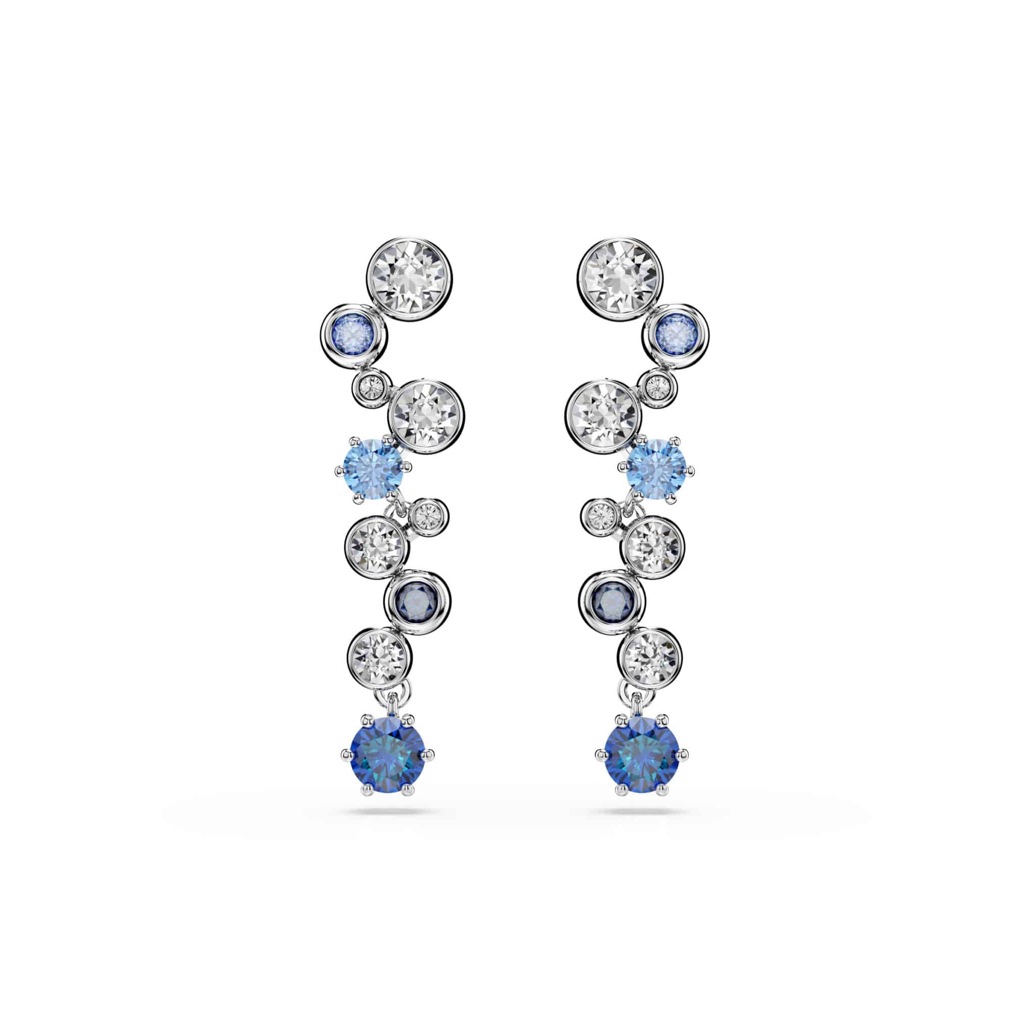 Swarovski Constella Drop Earrings, Mixed Cuts, Blue, Rhodium Plated -Swarovski