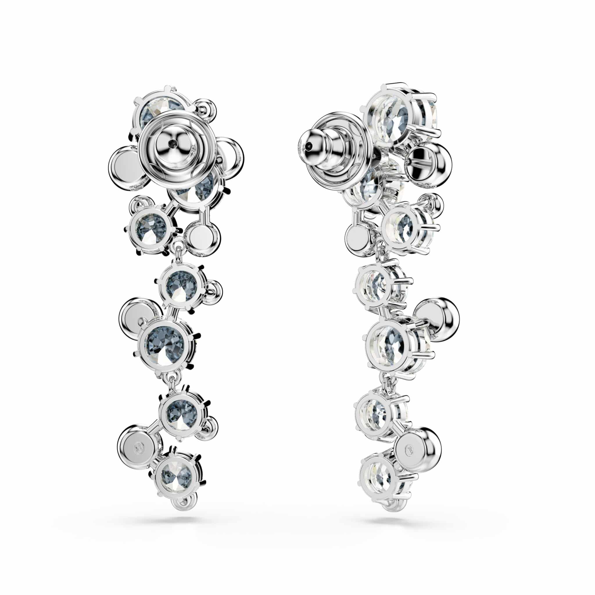 Swarovski Constella Drop Earrings, Mixed Cuts, White, Rhodium Plated -Swarovski