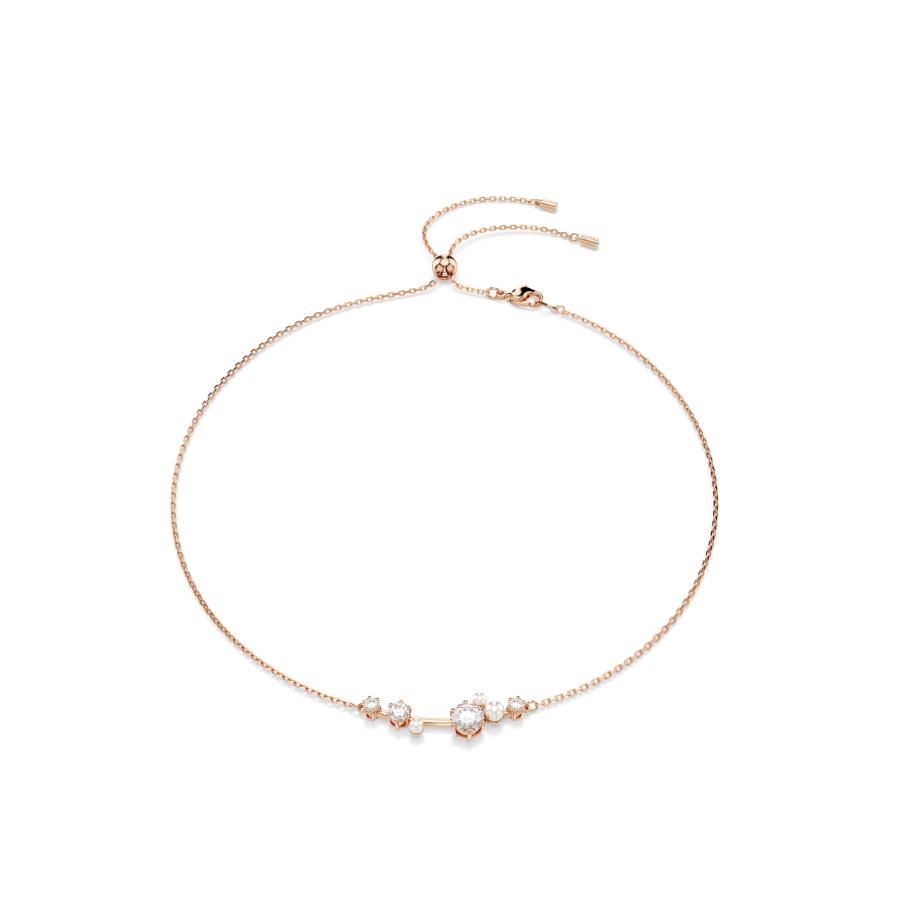 Swarovski Constella Necklace, Crystal Pearl, Round cuts, Rose Gold Plated -Swarovski