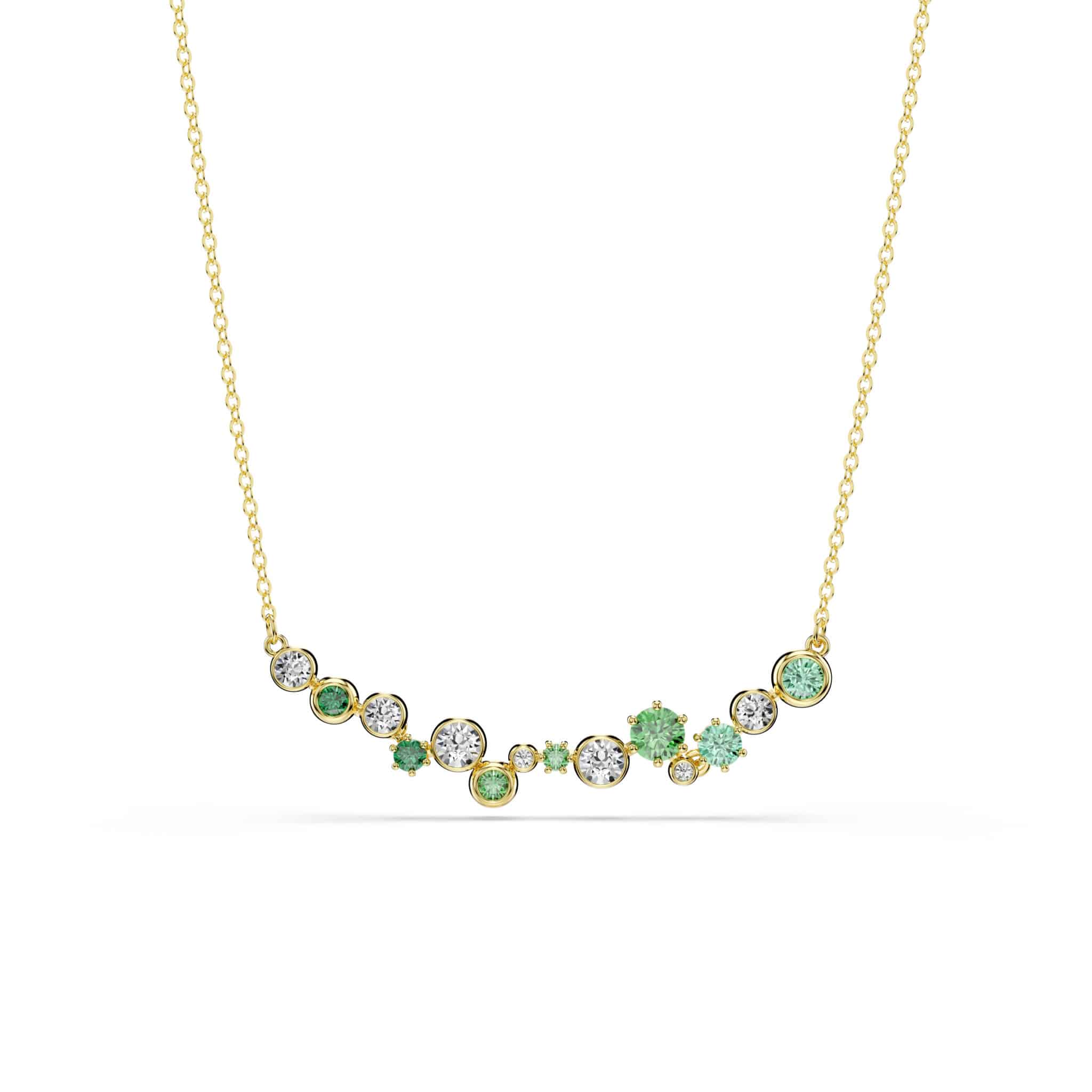 Swarovski Constella Necklace, Mixed Cuts, Green, Gold-tone Plated -Swarovski