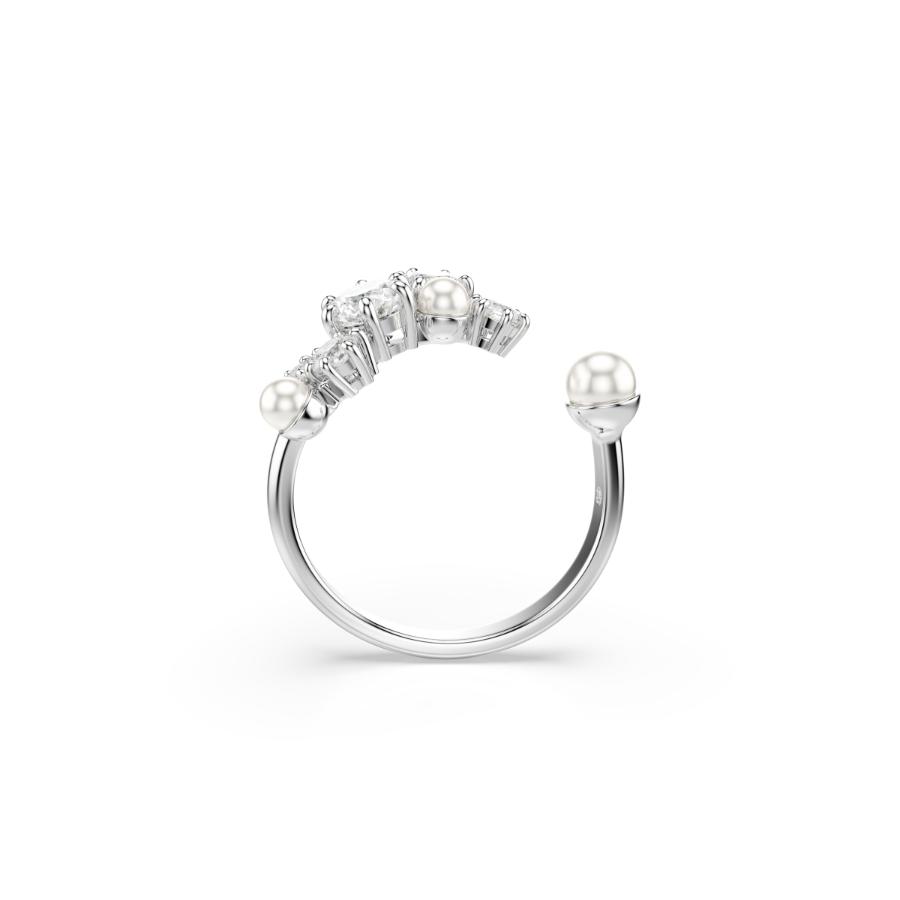 Swarovski Constella Open ring, Crystal Pearl, Round Cuts, White, Rhodium Plated -Swarovski