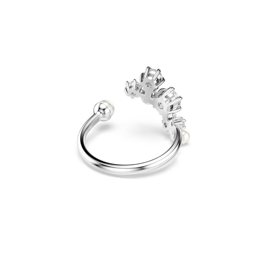Swarovski Constella Open ring, Crystal Pearl, Round Cuts, White, Rhodium Plated -Swarovski