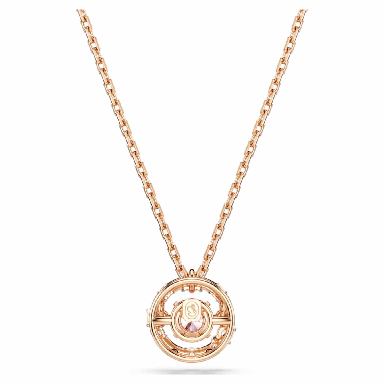 Swarovski Constella Pendant, Round cut, Dancing stone, Pink, Rose gold-tone plated -Swarovski