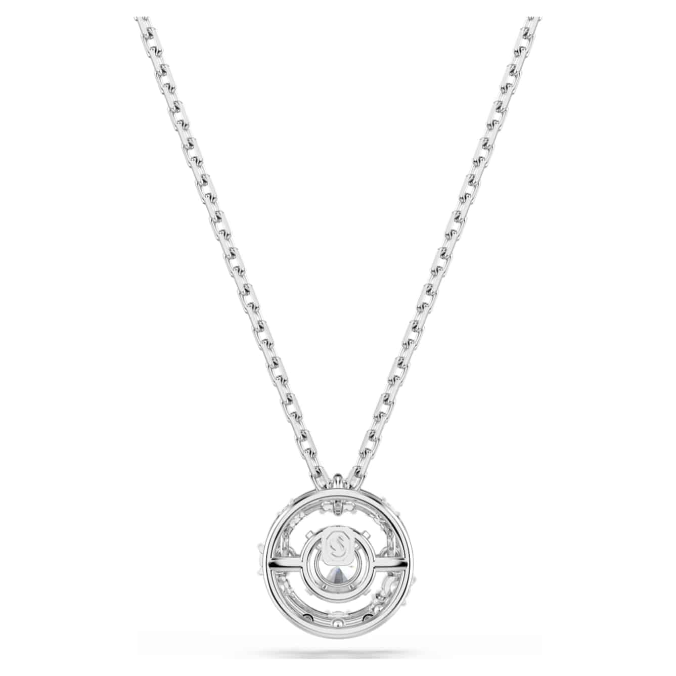 Swarovski Constella Pendant, Round cut, Dancing stone, White, Rhodium plated -Swarovski