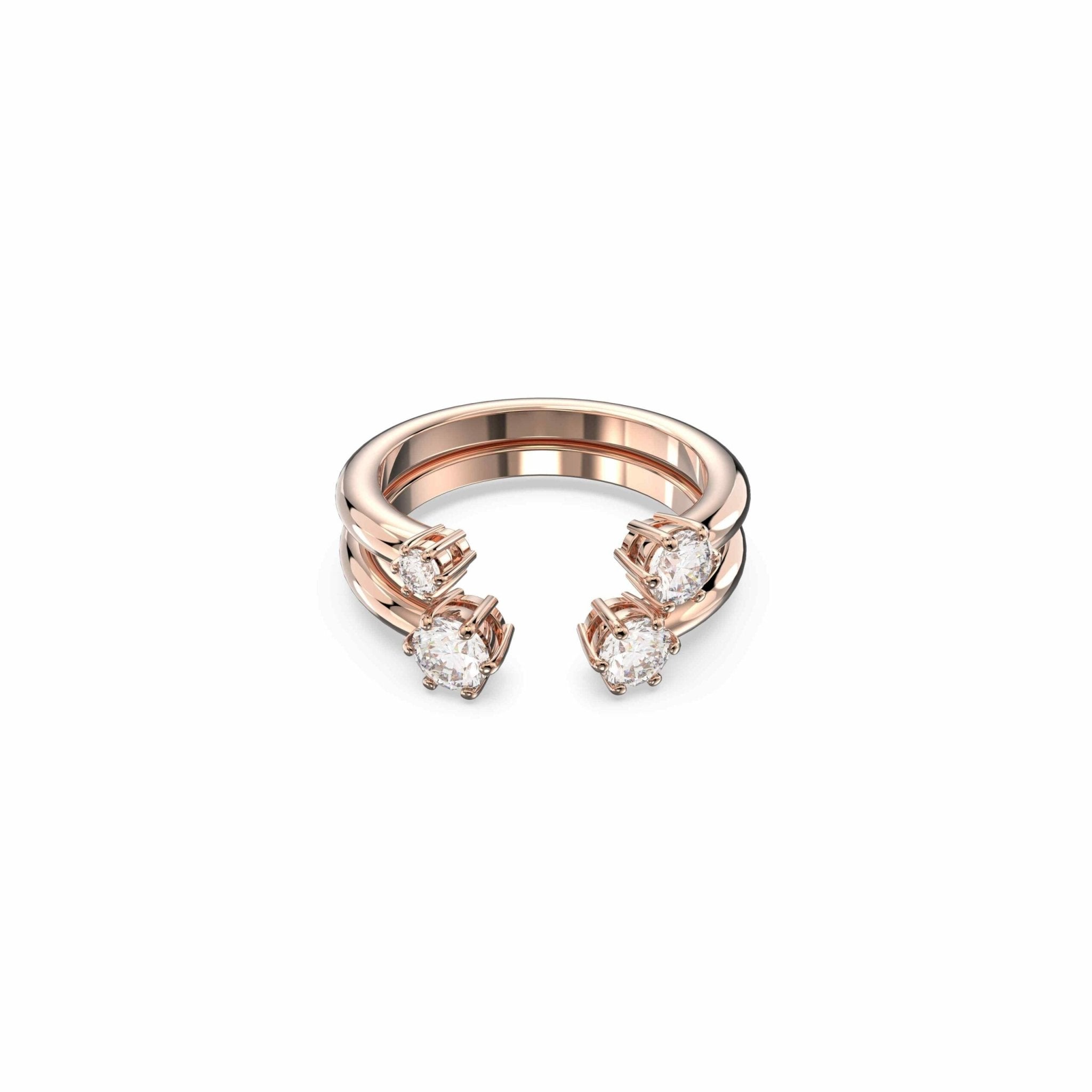 Swarovski Constella Ring Set (2), Round Cut, White, Rose-Gold plated -Swarovski