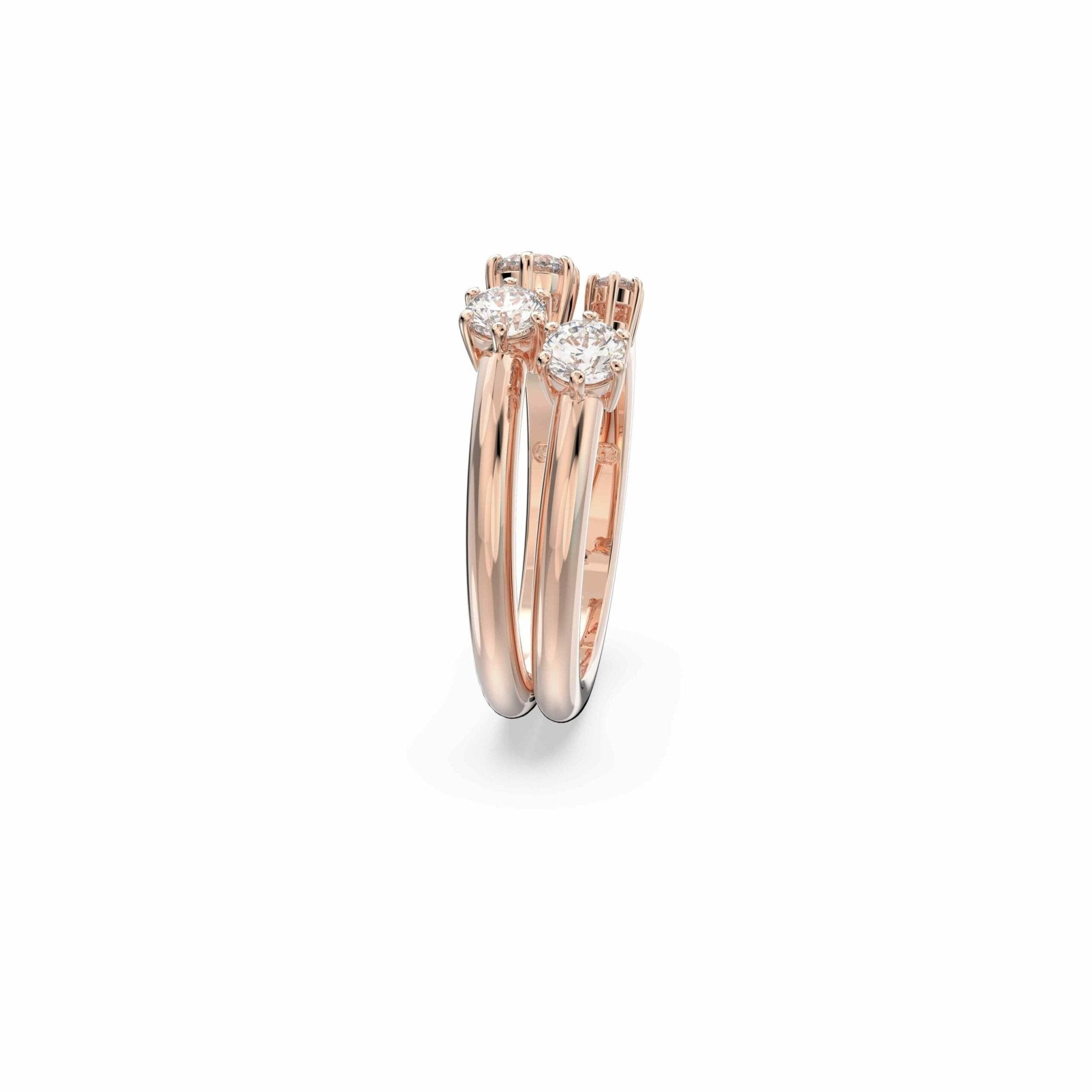 Swarovski Constella Ring Set (2), Round Cut, White, Rose-Gold plated -Swarovski