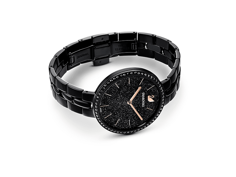 Swarovski Cosmopolitan watch Swiss Made, Metal bracelet, Black, Black finish -Swarovski