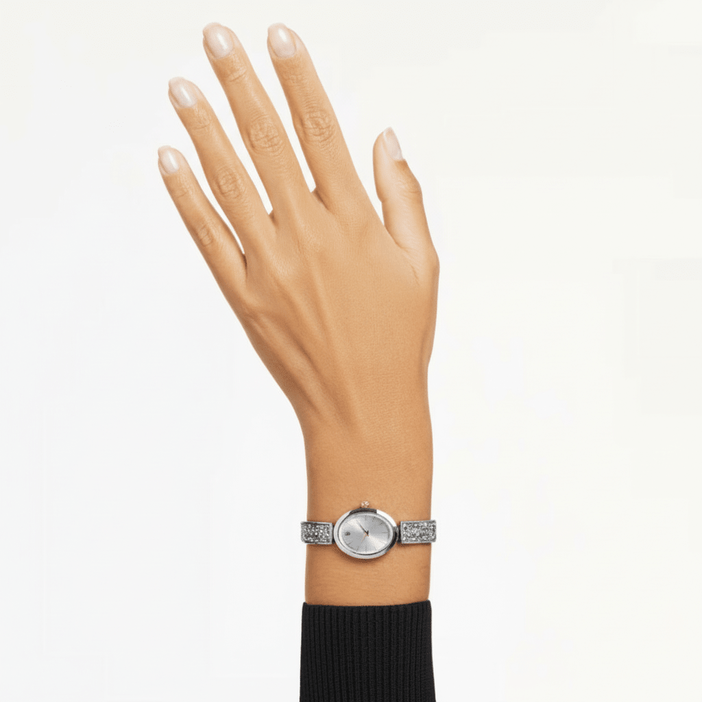 Swarovski Crystal Rock oval Watch Swiss Made, Crystal Bracelet, White , Stainless steel -Swarovski