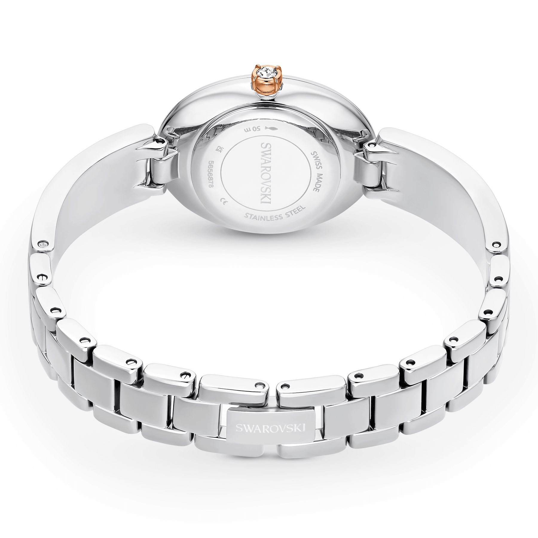 Swarovski Crystal Rock oval Watch Swiss Made, Crystal Bracelet, White , Stainless steel -Swarovski