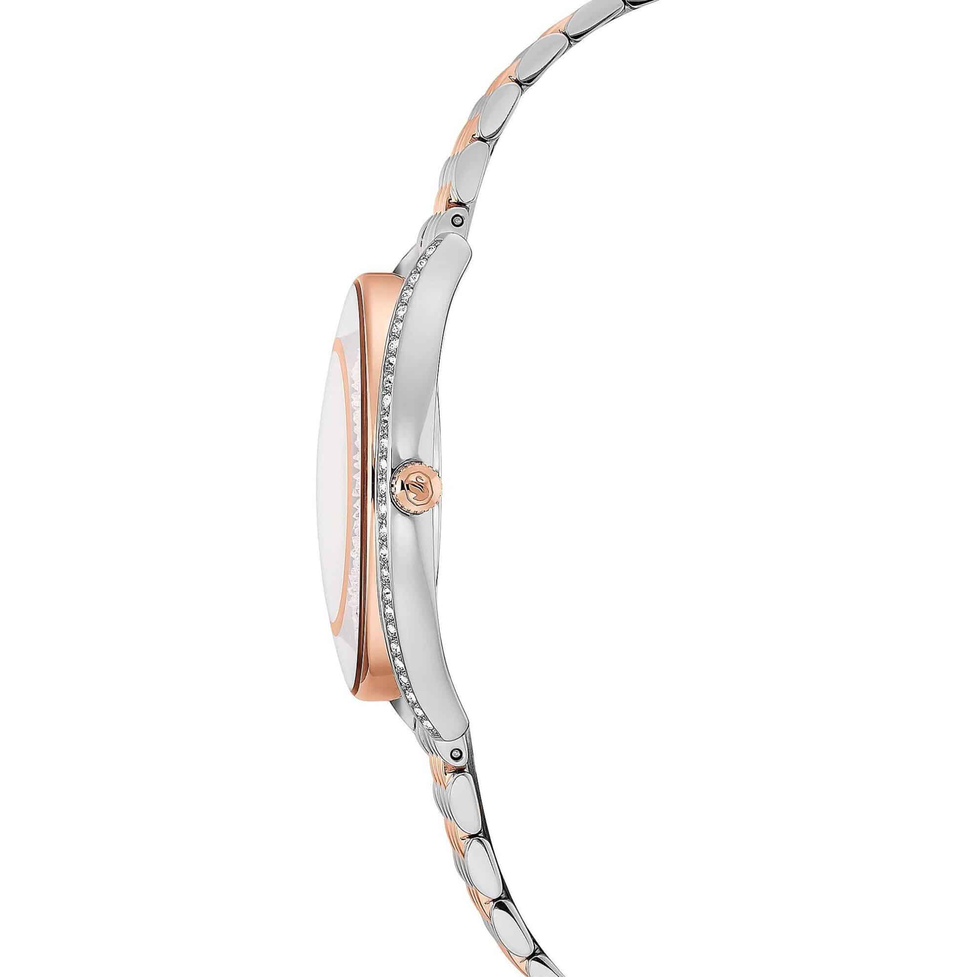 Swarovski Crystalline Aura Watch, Swiss Made, Metal Bracelet, Rose gold tone, Mixed metal finish -Swarovski