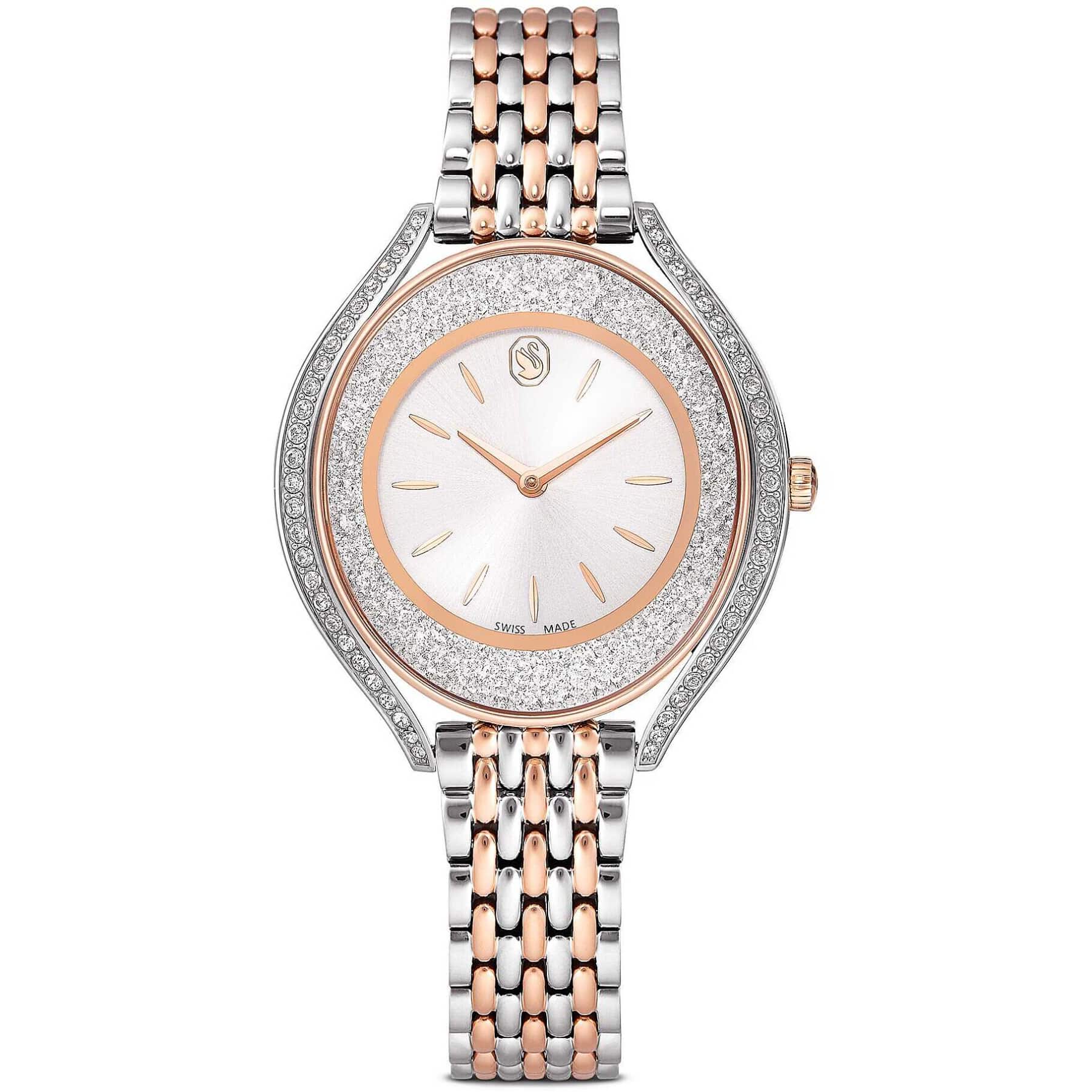 Swarovski Crystalline Aura Watch, Swiss Made, Metal Bracelet, Rose gold tone, Mixed metal finish -Swarovski
