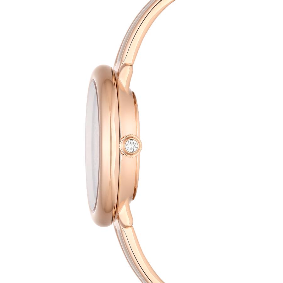 Swarovski Crystalline Bangle Watch, Swiss Made, Metal Bracelet, Beige, Rose gold-tone Finish -Swarovski