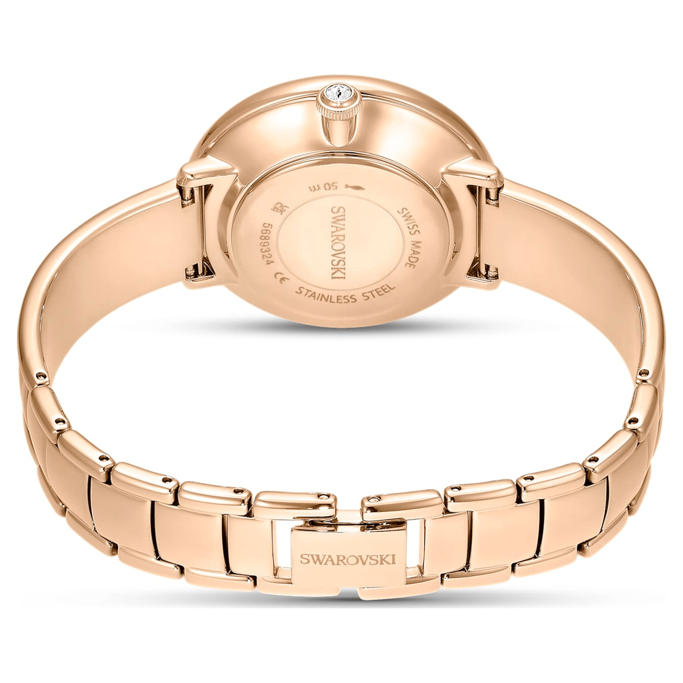 Swarovski Crystalline Bangle Watch, Swiss Made, Metal bracelet, Green, Rose gold-tone Finish -Swarovski