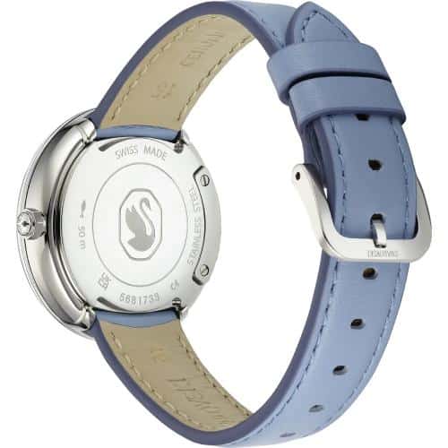 Swarovski Crystalline Lustre Watch Swiss Made, Leather strap, Blue, Stainless steel -Swarovski
