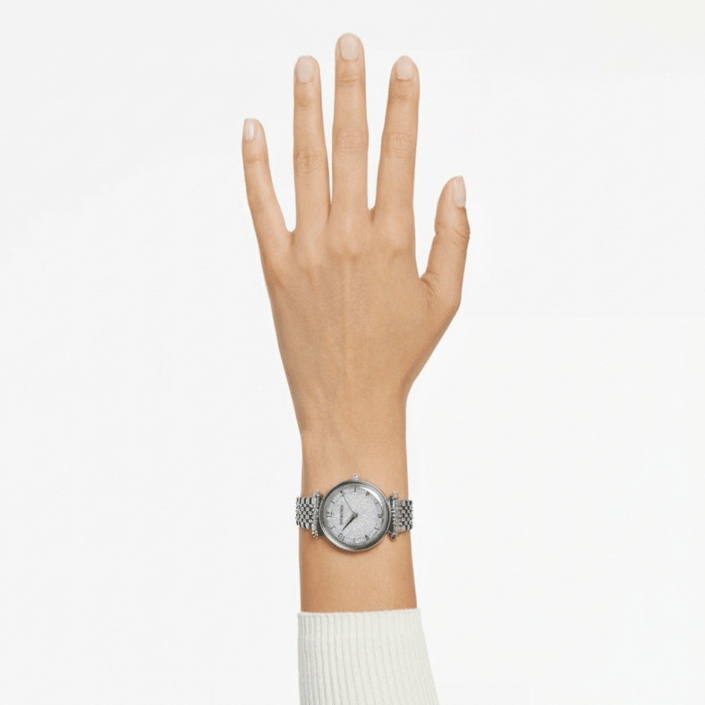 Swarovski Crystalline wonder watch Swiss Made, Metal bracelet, Silver tone, Stainless steel -Swarovski