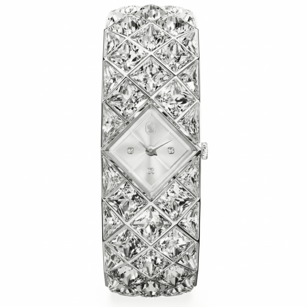 Swarovski Curiosa Bangle Watch, Swiss Made, Crystal Bracelet, Silver Tone, Stainless Steel -Swarovski