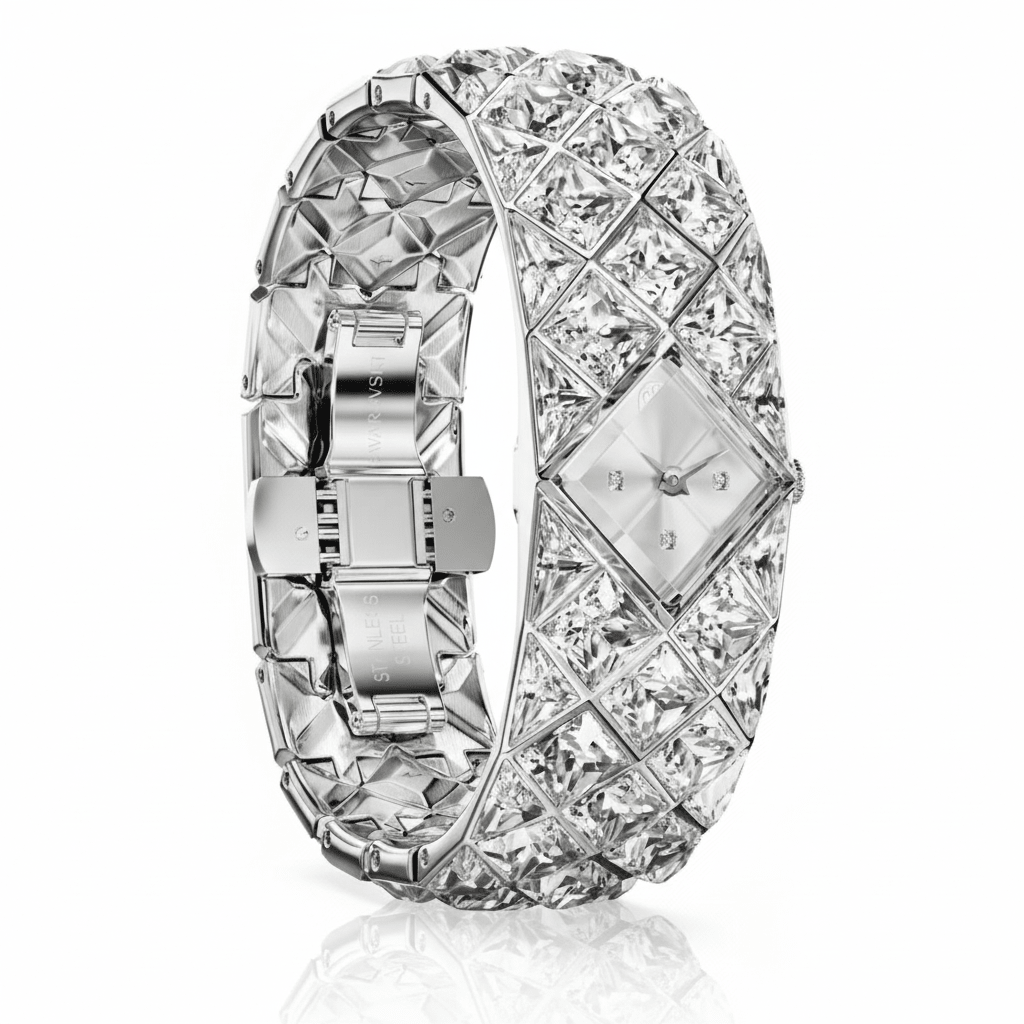 Swarovski Curiosa Bangle Watch, Swiss Made, Crystal Bracelet, Silver Tone, Stainless Steel -Swarovski