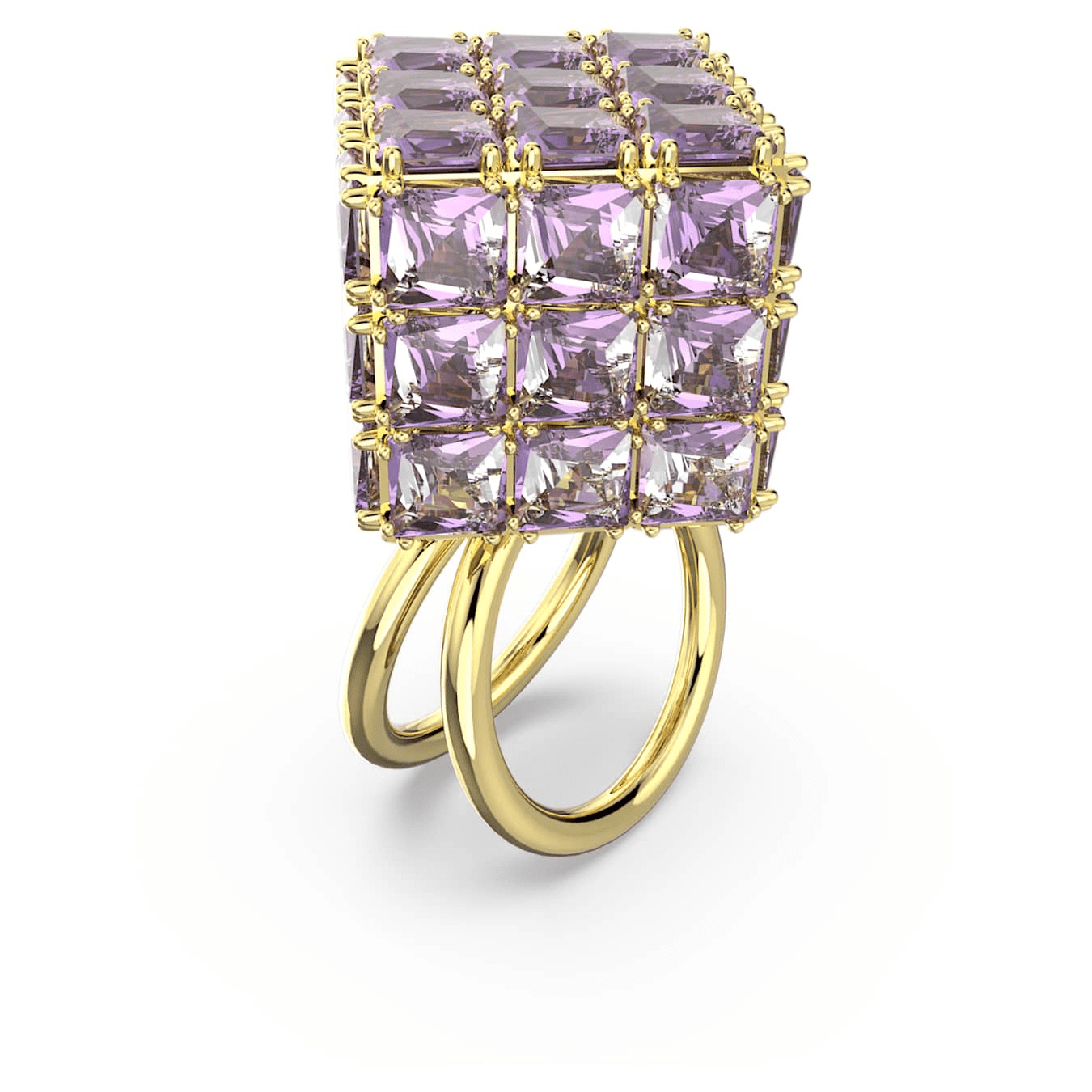 Swarovski Curiosa cocktail ring Square cut, Purple, Gold-tone plated -Swarovski