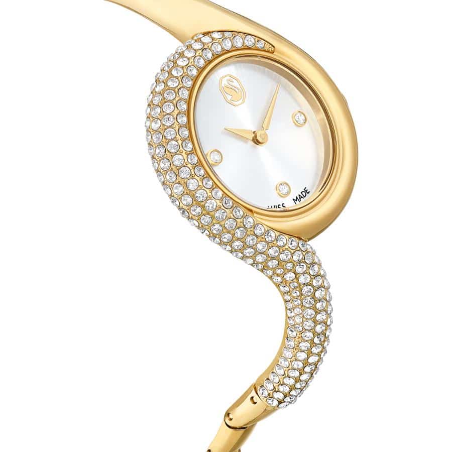 Swarovski Dextera Asymmetric Watch, Swiss Made, Metal bracelet, Gold tone, Gold-tone Finish -Swarovski