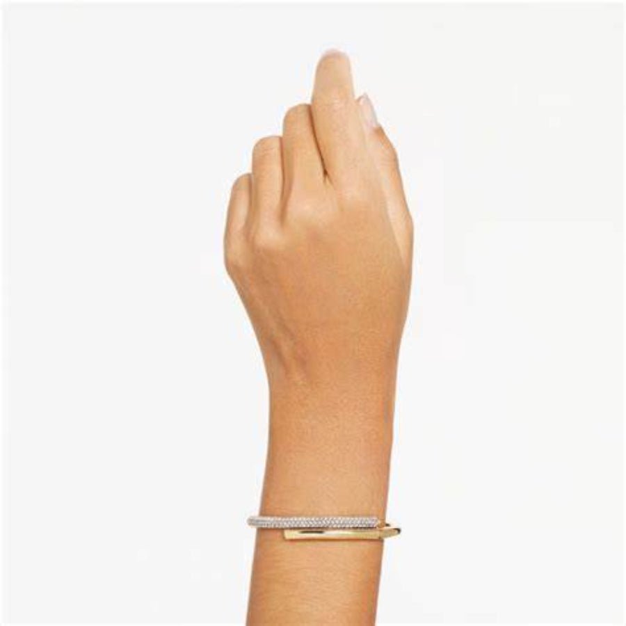 Swarovski Dextera bangle Magnetic closure, White, Gold-tone plated -Swarovski
