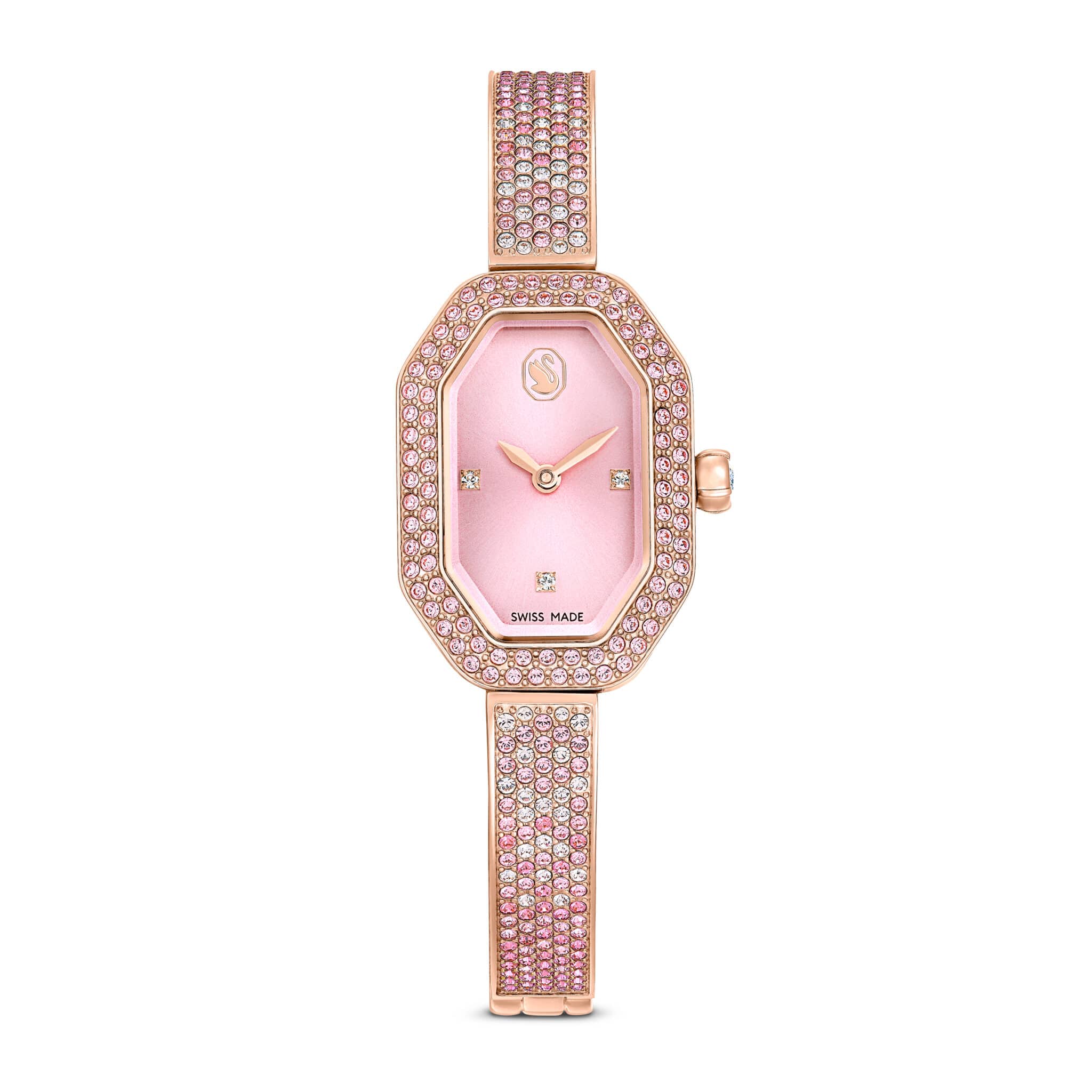 Swarovski Dextera Bangle Watch, Swiss Made, Metal Bracelet, Pink, Rose Gold-tone Plated -Swarovski