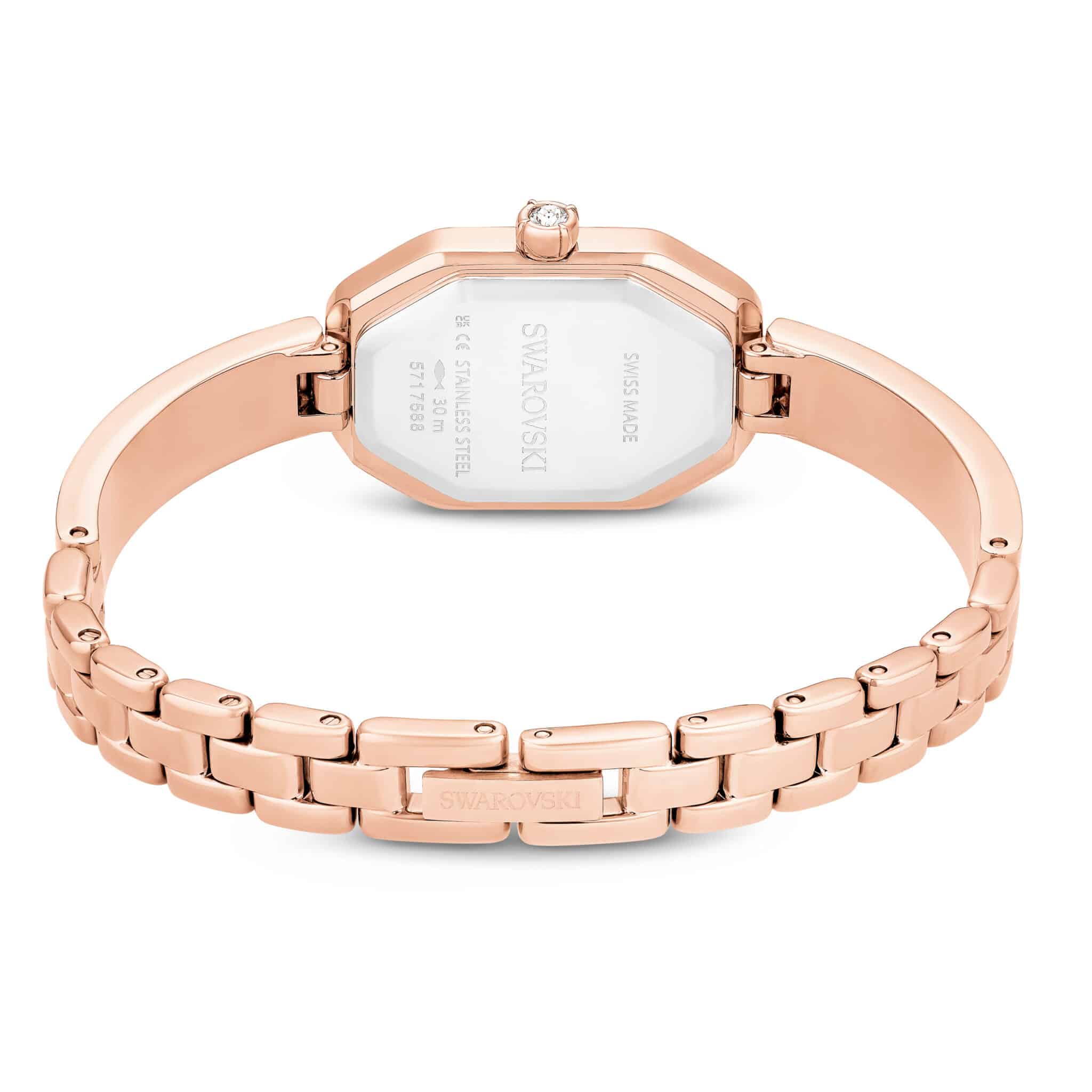 Swarovski Dextera Bangle Watch, Swiss Made, Metal Bracelet, Pink, Rose Gold-tone Plated -Swarovski
