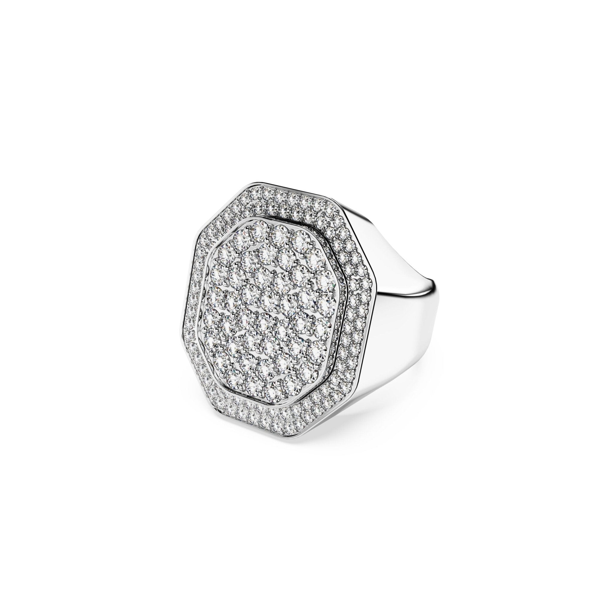 Swarovski Dextera Cocktail Ring Octagon Shape, White, Rhodium Plated -Swarovski