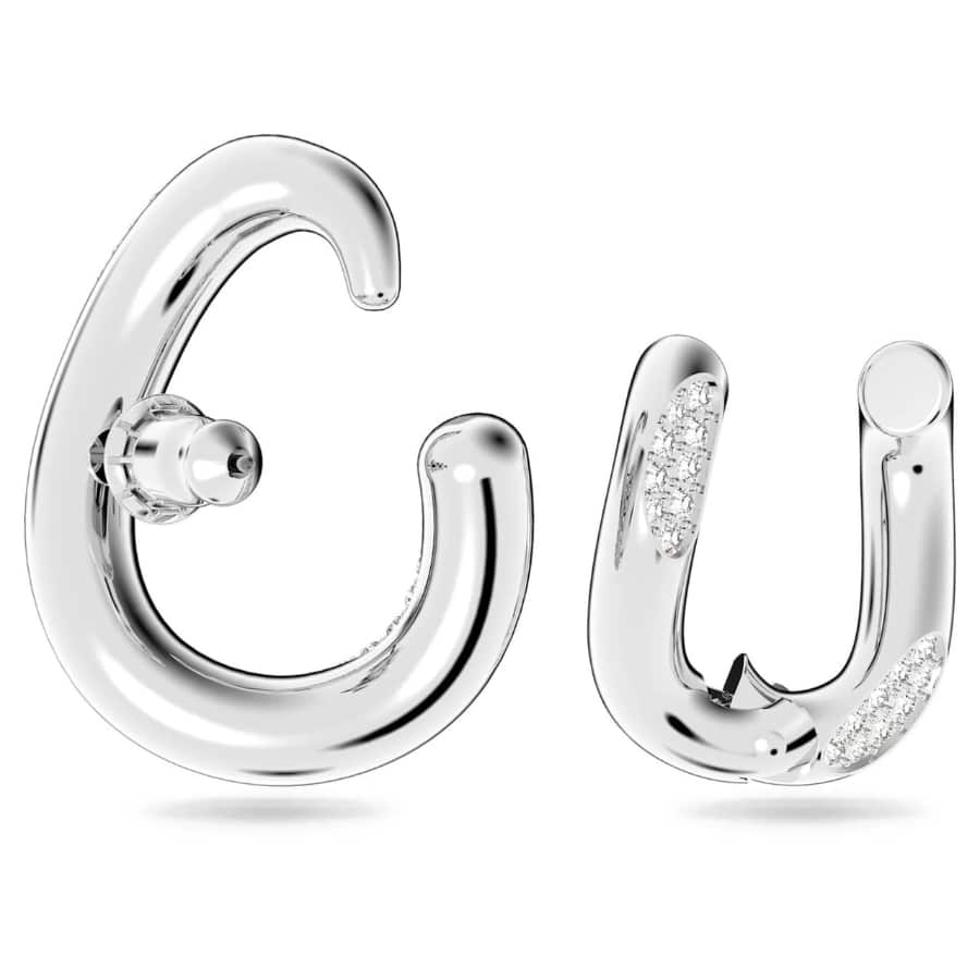 Swarovski Dextera Ear Cuff Set (2), Asymmetrical Design, White, Rhodium Plated -Swarovski