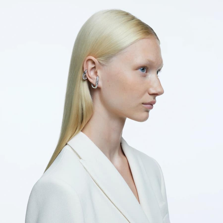 Swarovski Dextera Ear Cuff Set (2), Asymmetrical Design, White, Rhodium Plated -Swarovski