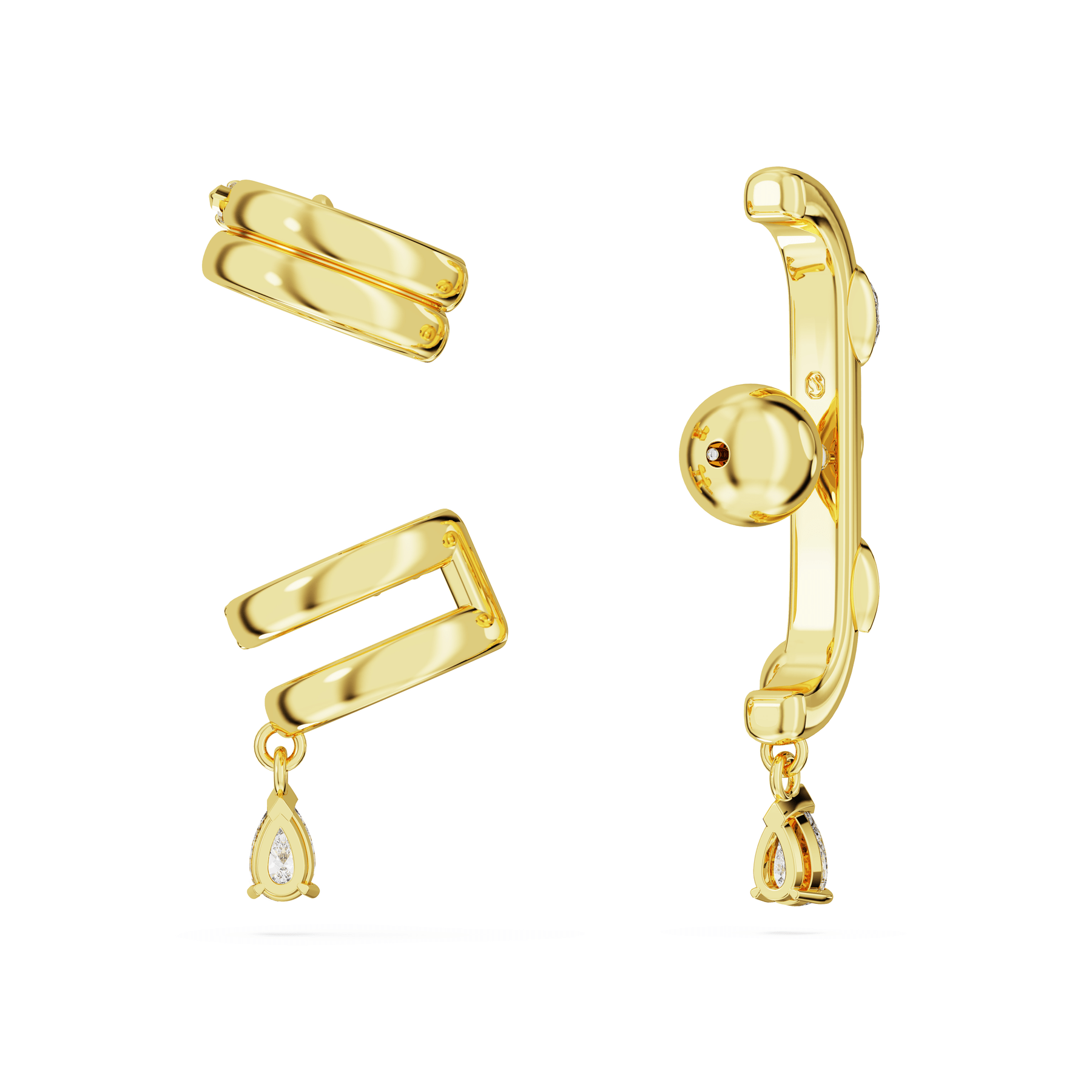 Swarovski Dextera Ear Cuff Set (3), Mixed Cuts, White, Gold-Tone Plated -Swarovski