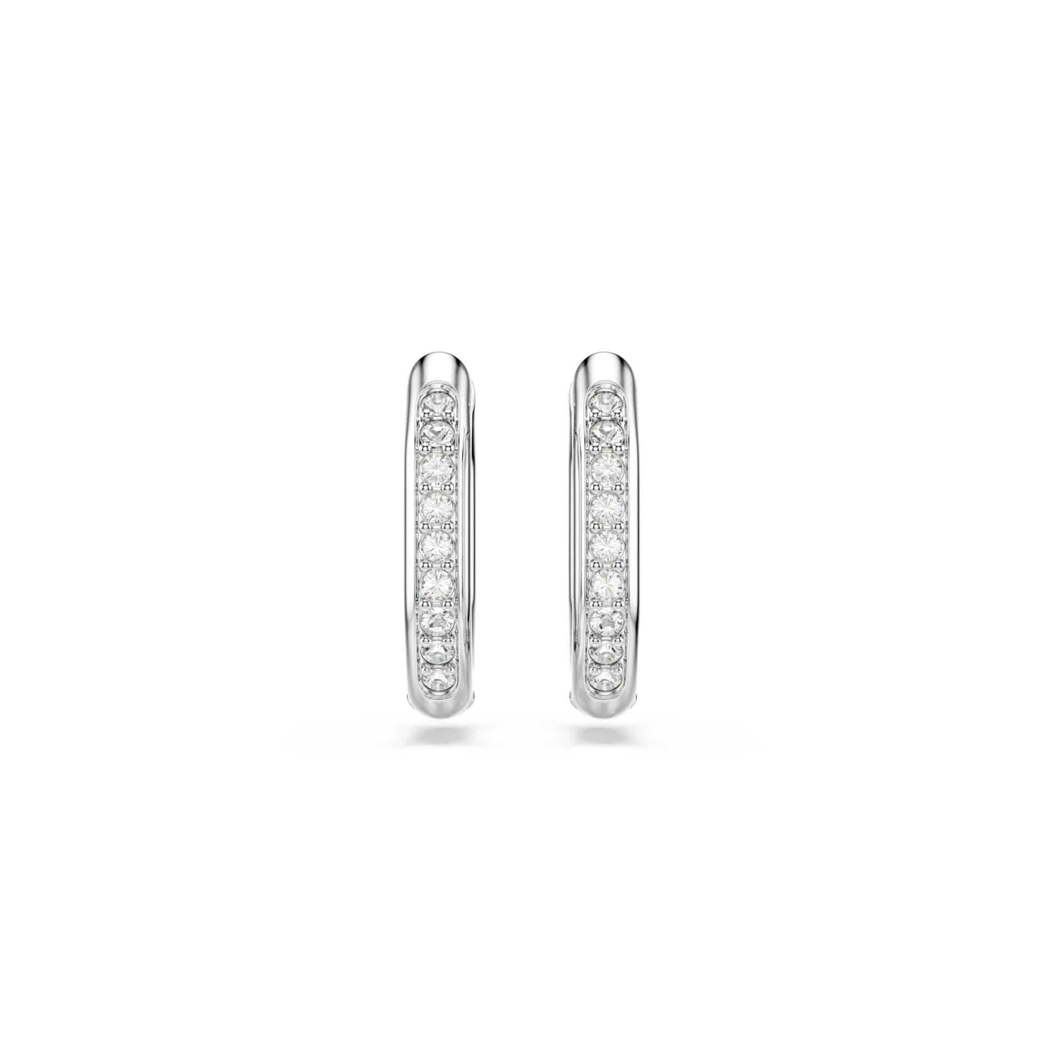 Swarovski Dextera Hoop Earrings, Octagon Shape, Round Cut, White, Gold-tone Plated -Swarovski