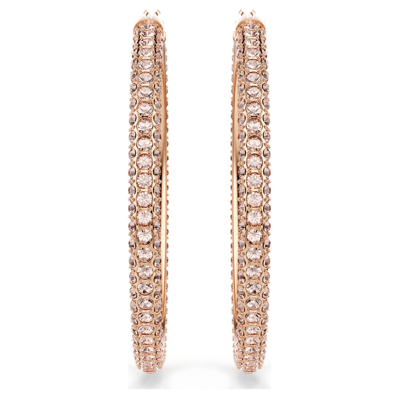 Swarovski Dextera hoop earrings Pavé, Large, White, Rose gold-tone plated -Swarovski