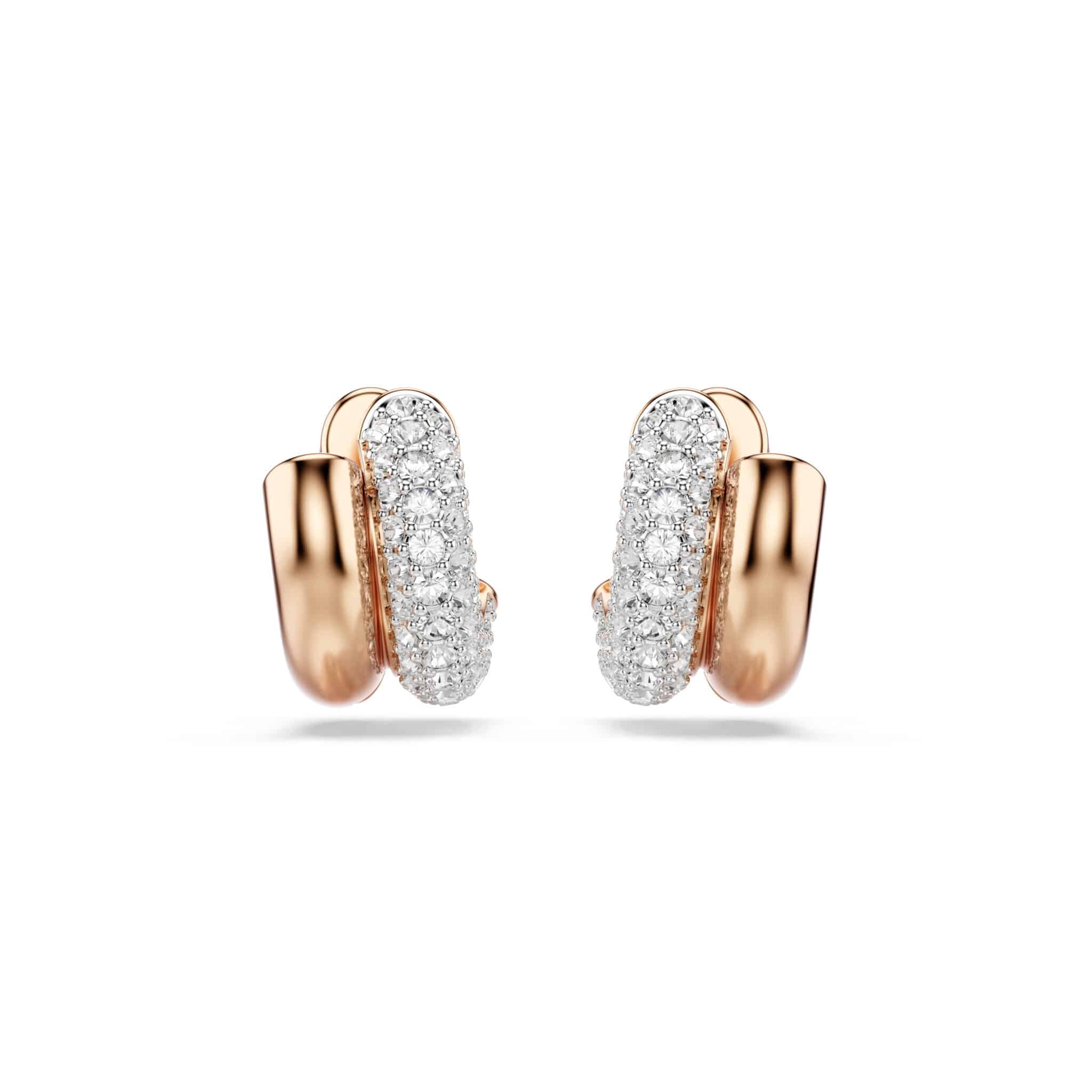 Swarovski Dextera Hoop Earrings, Round cut, Mini, White, Rose gold-tone plated -Swarovski