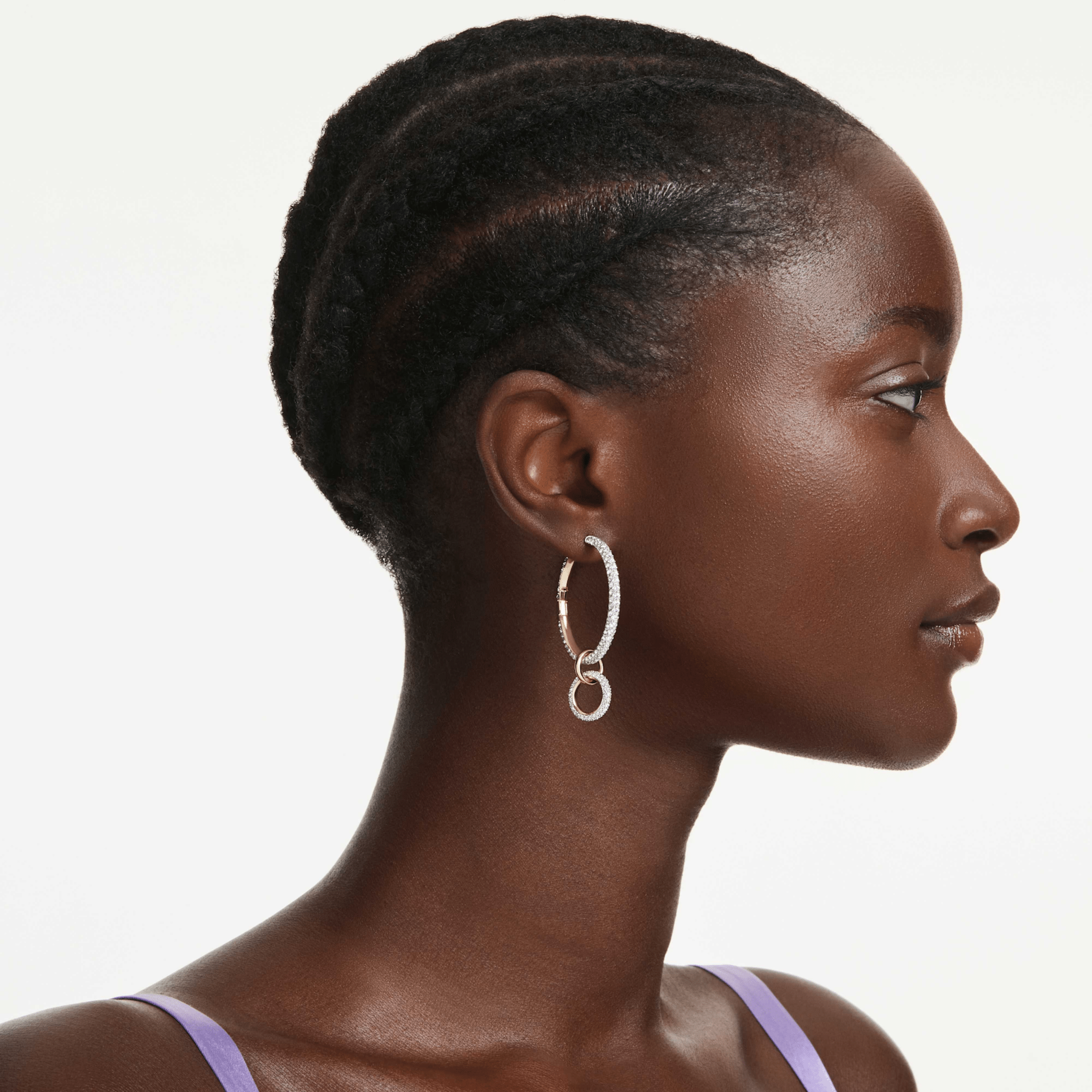Swarovski Dextera Hoop Earrings, Round cut, White, Gold-tone plated -Swarovski
