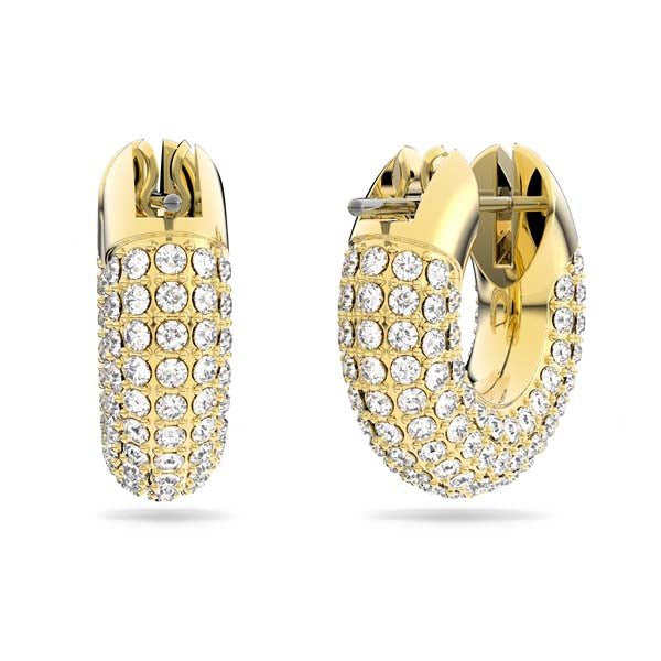 Swarovski Dextera Hoop Earrings Small, White, Gold-Tone Plated -Swarovski