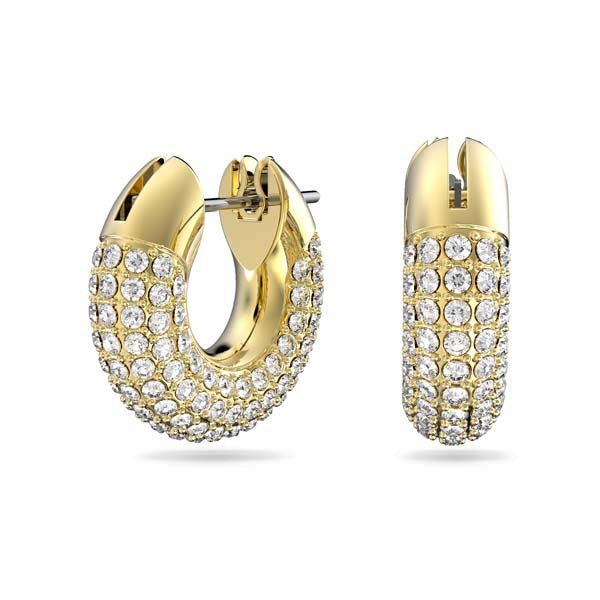 Swarovski Dextera Hoop Earrings Small, White, Gold-Tone Plated -Swarovski