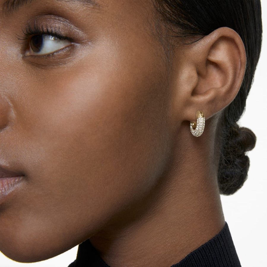 Swarovski Dextera Hoop Earrings Small, White, Gold-Tone Plated -Swarovski