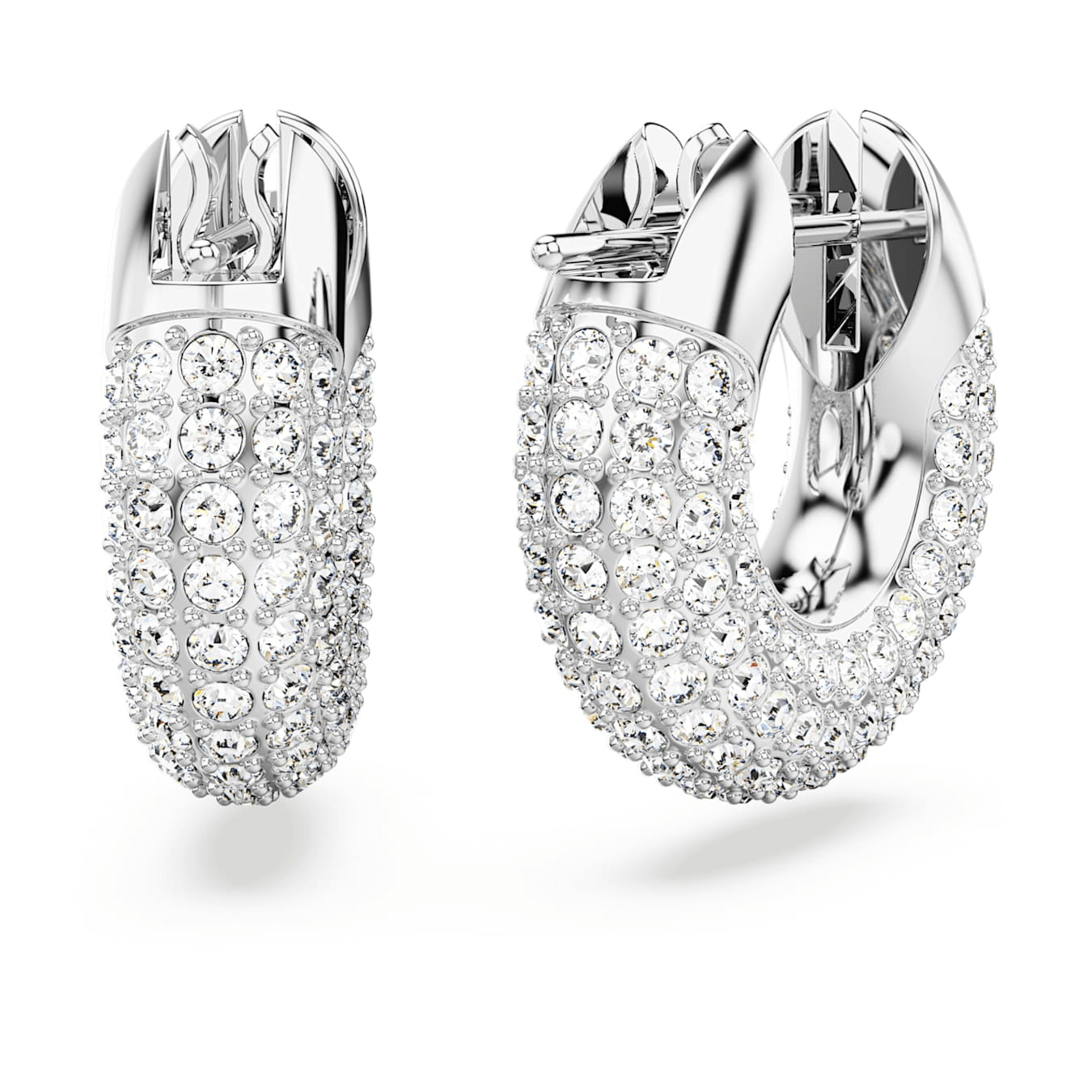 Swarovski Dextera Hoop Earrings Small, White, Rhodium Plated -Swarovski