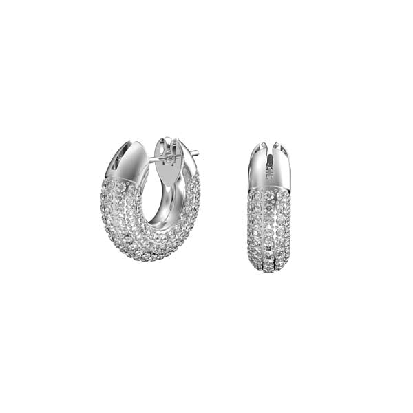 Swarovski Dextera Hoop Earrings Small, White, Rhodium Plated -Swarovski