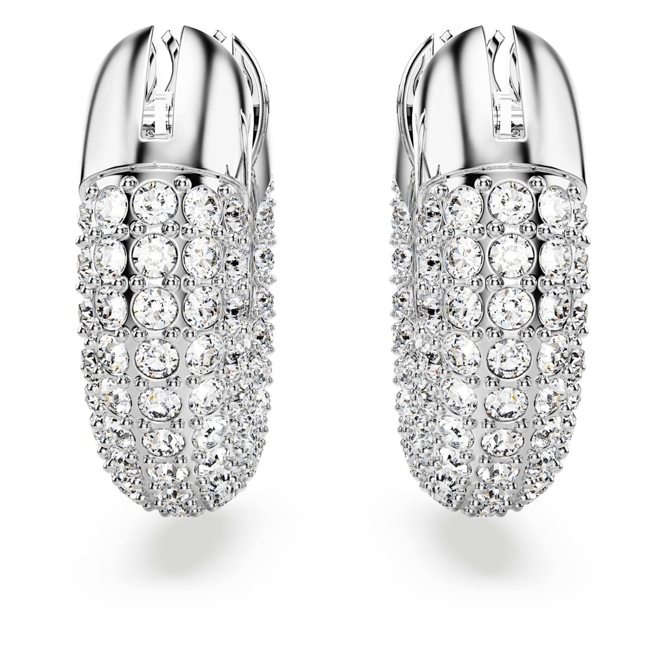 Swarovski Dextera Hoop Earrings Small, White, Rhodium Plated -Swarovski
