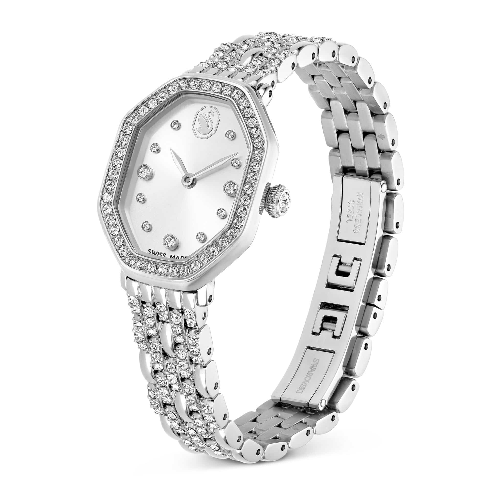 Swarovski Dextera Octagon Watch, Swiss Made, Metal Bracelet, Silver tone, Stainless steel -Swarovski